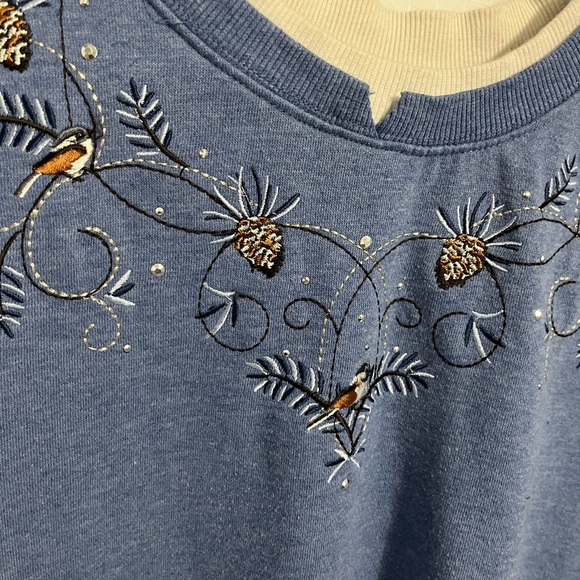 Y2K Sweatshirt XL Crewneck Pinecone Floral Cottage Granny Grunge Forestc… - Picture 4 of 10